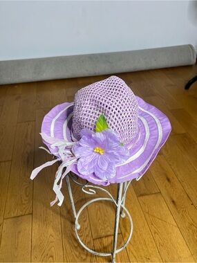 Lilac Floral Straw Sun Hat
